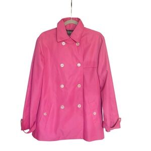 Womens Lauren Ralph Lauren Pink Doubl Breasted Missing Belt Trench Jacket Size L